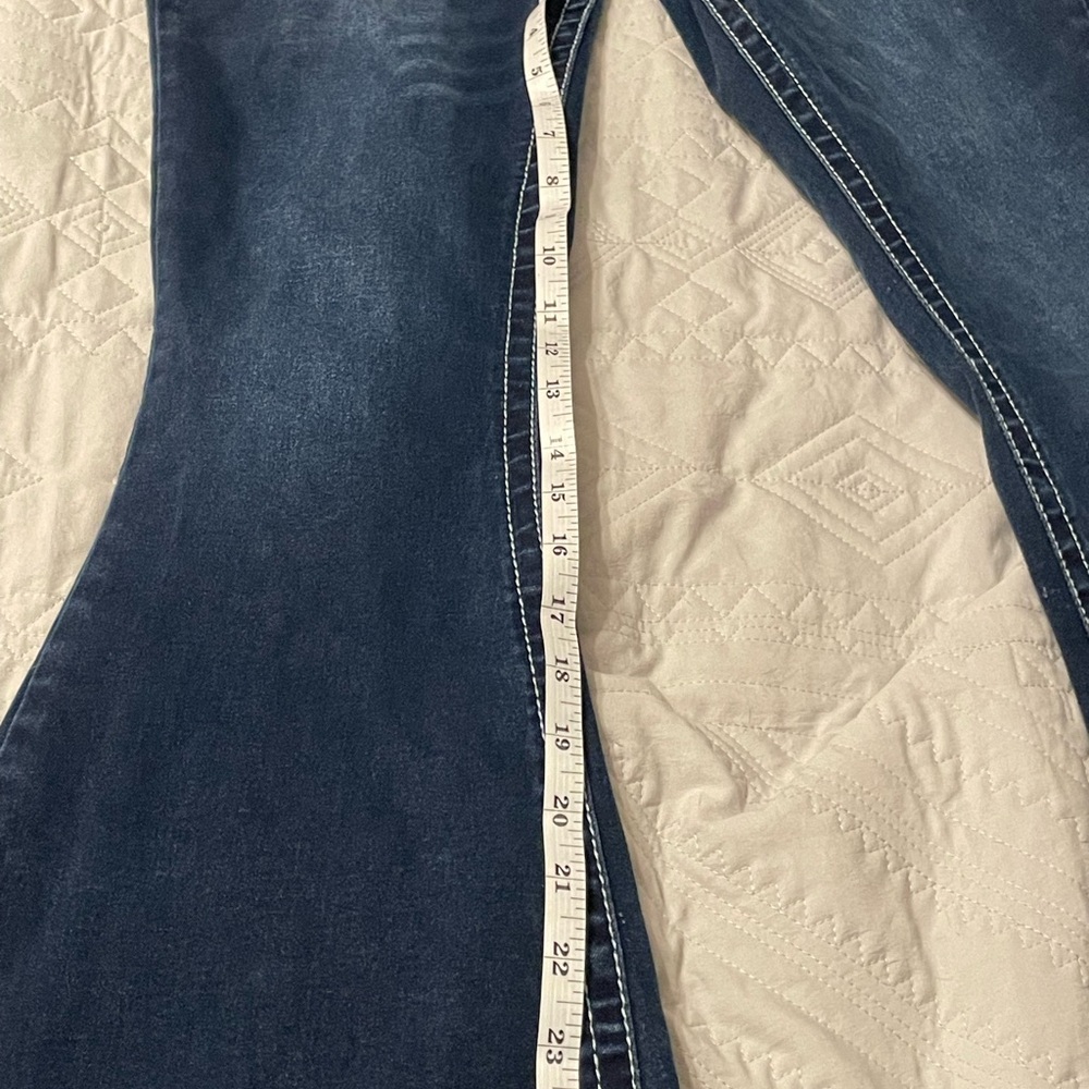 BAMBOO Dark Blue Flare Women's Jeans - Picture 10 of 13